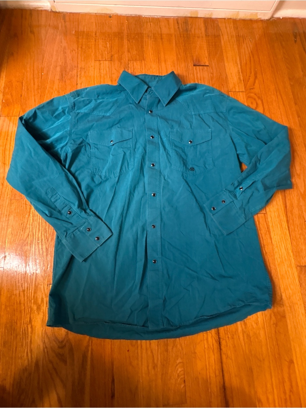 Roper Teal Long-Sleeve Button-Down Work Shirt